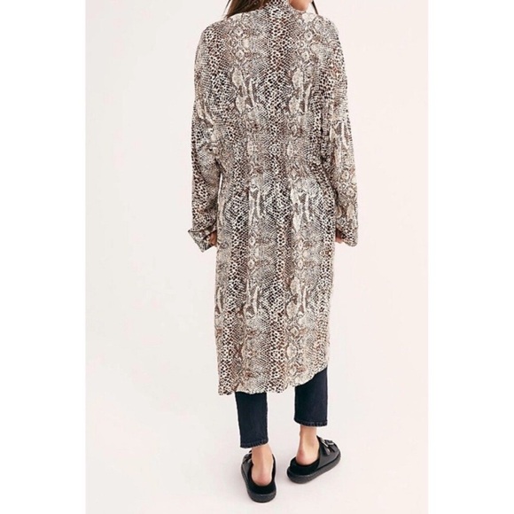 Free People Animal Print Midi Kimono Duster Cardigan Wild Nights - Picture 4 of 12